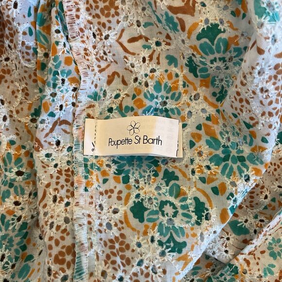 Poupette St Barth Long Dress Della Aqua Ceramique Embroidered Cotton XS - Picture 7 of 11